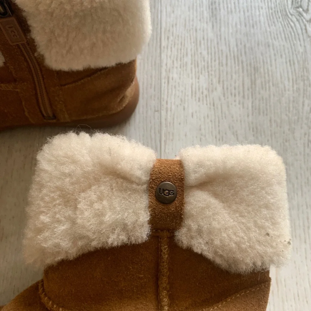 UGG Toddler Girls' Ramona Boots‎ Chestnut Suede Shearling Size 12